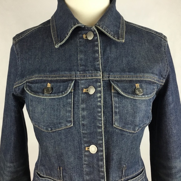 Women Jeans Denim Jacket Blue Pockets Size XS - Picture 3 of 8